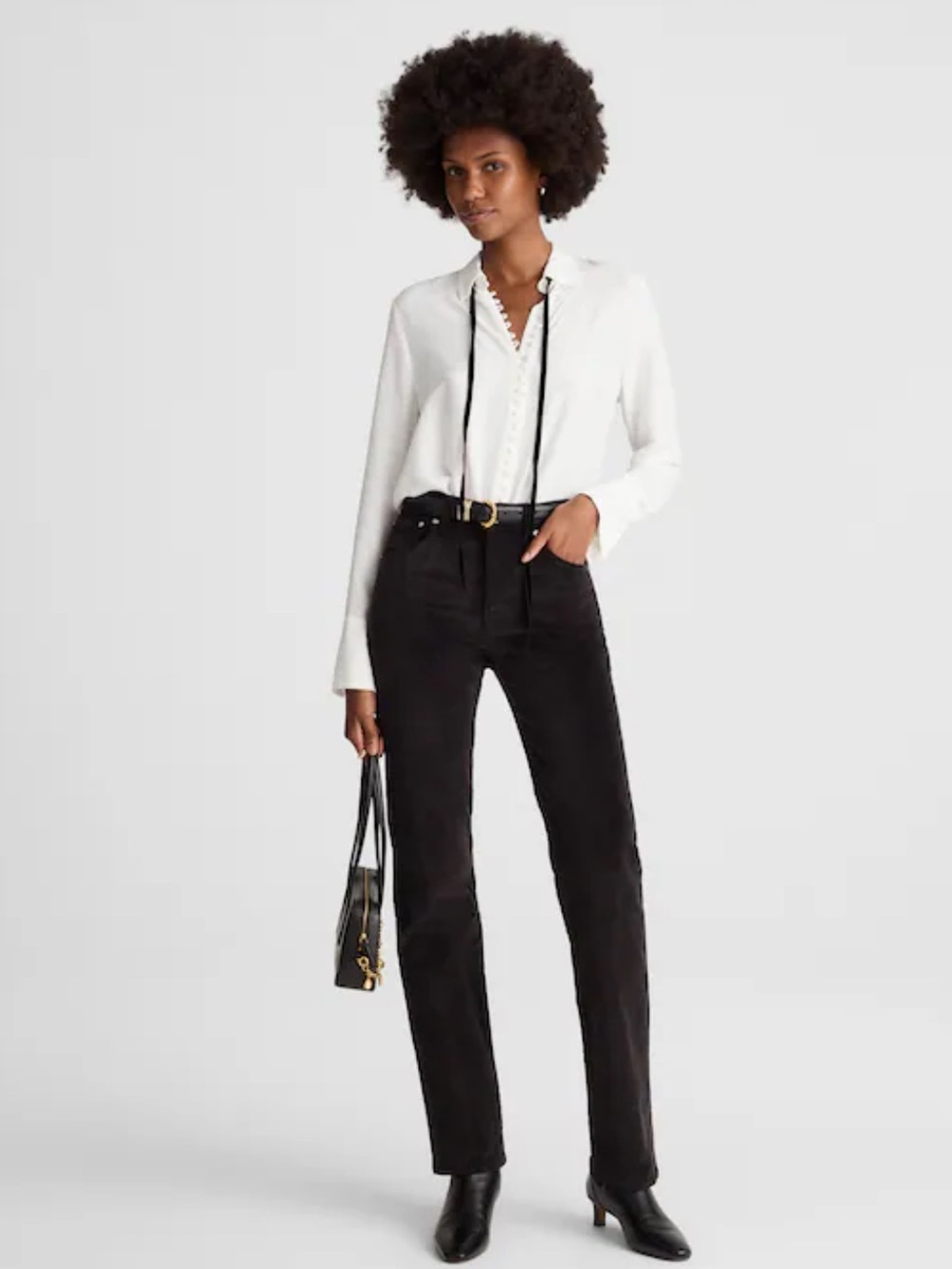 Madewell The Longline Straight Pant  in Velvet Size 30 P Minimalist Black New